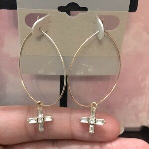 Cross gold tone earrings